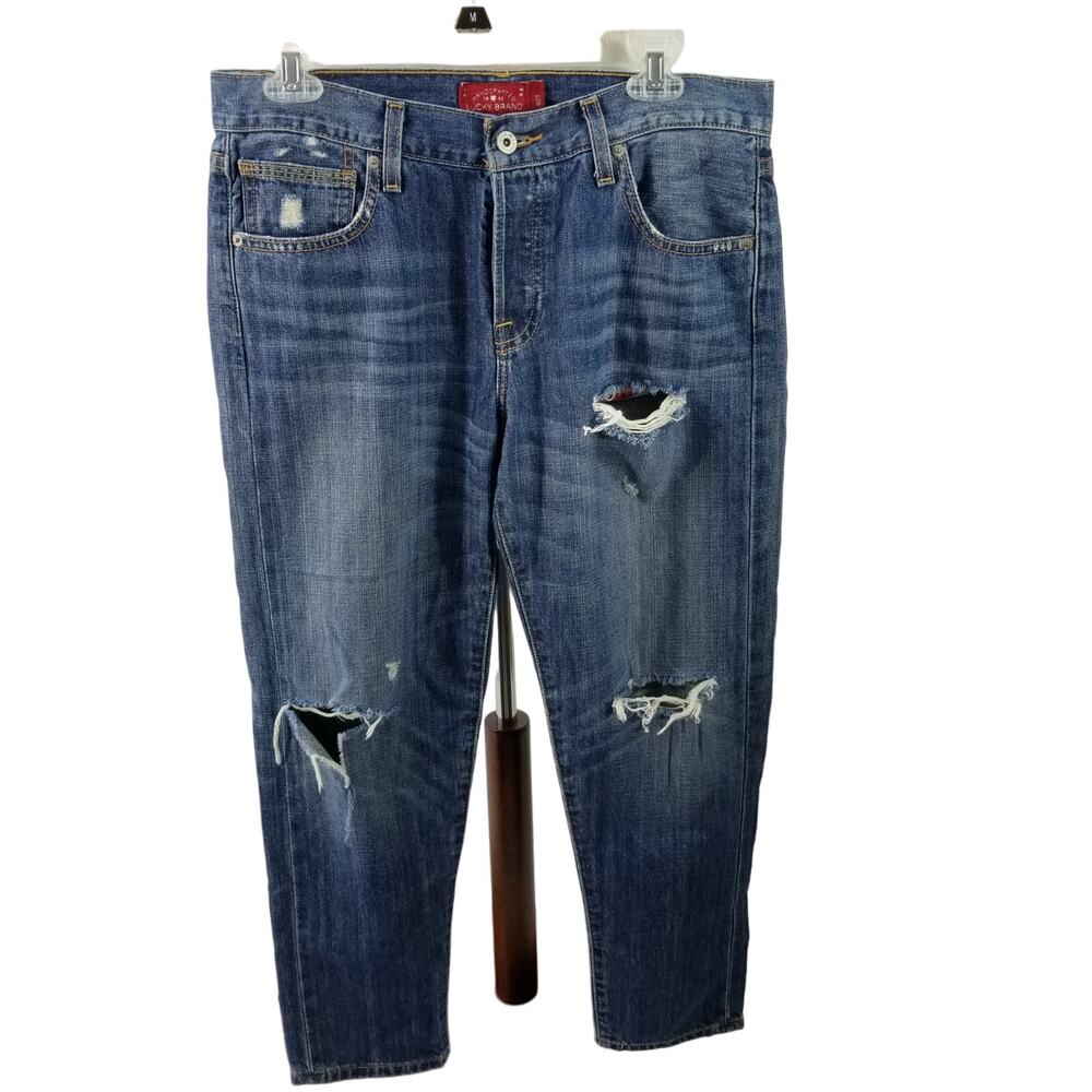 Lucky Brand Button Fly Bootcut Dylan Boyfriend Vintage Distressed Jeans 4